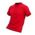 thumbnail image 5 of Rggeeun Boys Child Swimsuit Set Solid Color Slim Fit Elastic Short Sleeve Swim Shirt Crew Neck for Summer Vacation Beach Graceful Beachwear,Red,7-8 Years, 5 of 5