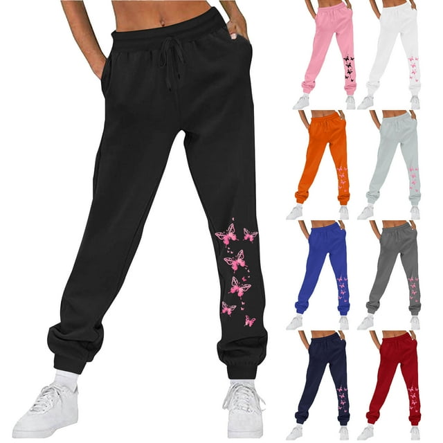 Sentmoon Straight Leg Pants Women High Waist Womens Casual Pants Loose Wide Leg Solid Color Stretchy Plus Size Pants Fall Casual for Running Cycling Workout Gray L