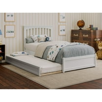 Everett Twin Wood Platform Bed with Panel Footboard and Twin Trundle in White