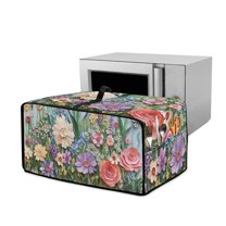 ZIATUBLES Floral Print Turtle Print Decorative Toaster Oven Cover Appliance Protective Case with Top Handle Kitchen Use Stain Resistant Polyester Oven Dust Decor Accessories, 18.5" x 14.5" x 9"