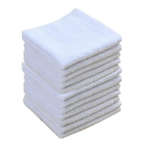 BKBP 12 Pack Cotton Square Towels, Water Absorbent Terry Cloth Dish Towels for Washing Hand and Drying Dishes Rags, Kitchen Towel Hotel School Kindergarten Tower 12x12", White