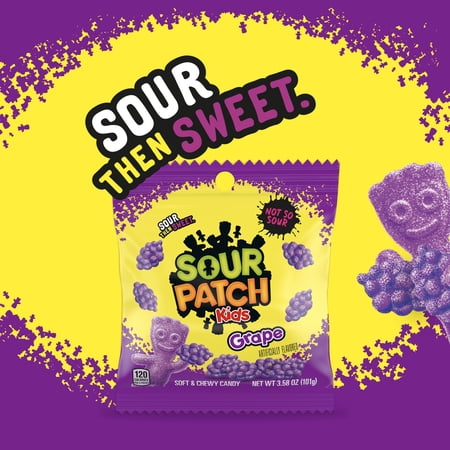 SOUR PATCH KIDS GRAPE SOFT & CHEWY CANDY, 3.58 OZ
