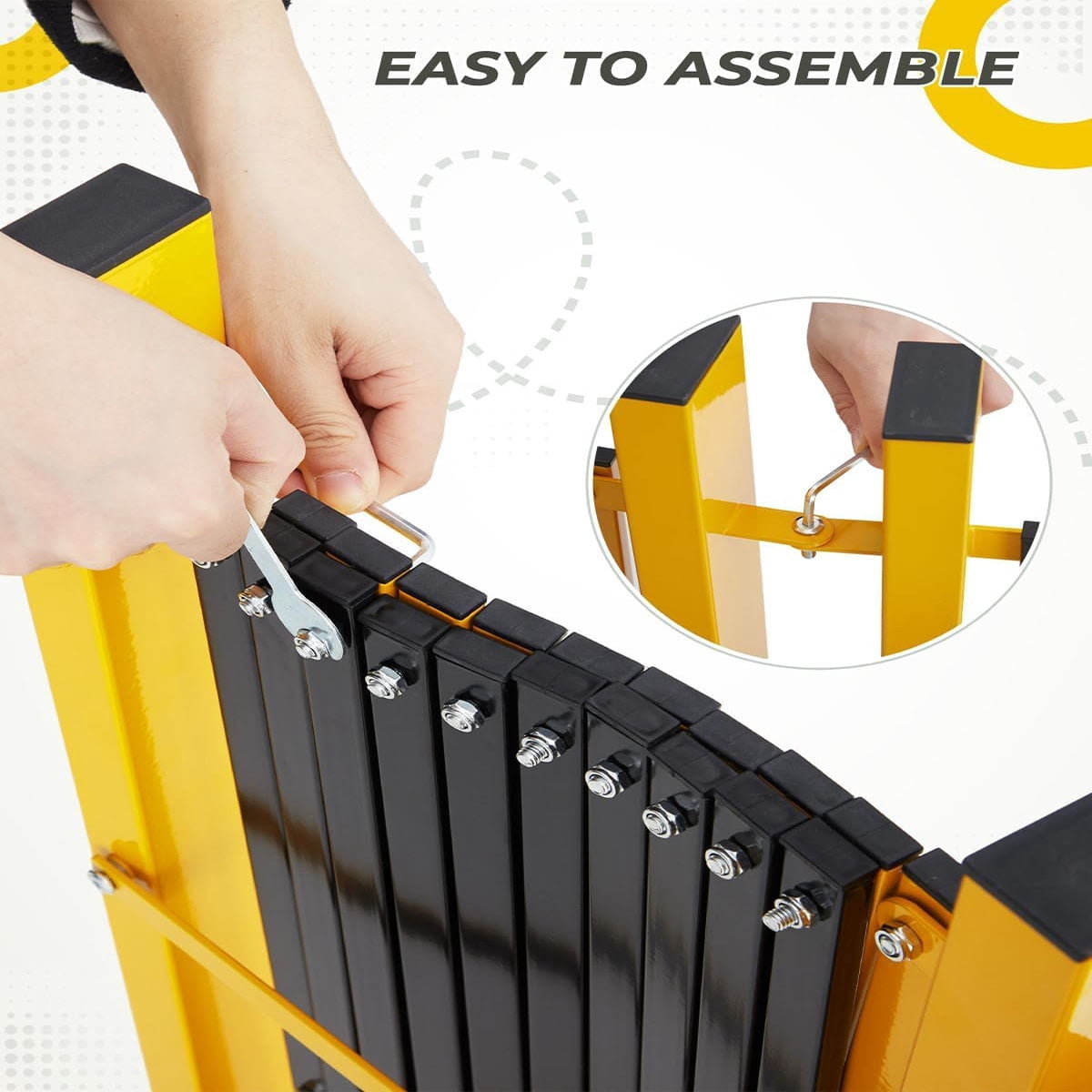 Ataucjin Metal Expandable Barricade Gate Outdoor, Folding Safety Barrier Gate, Portable Traffic Barricade Fence