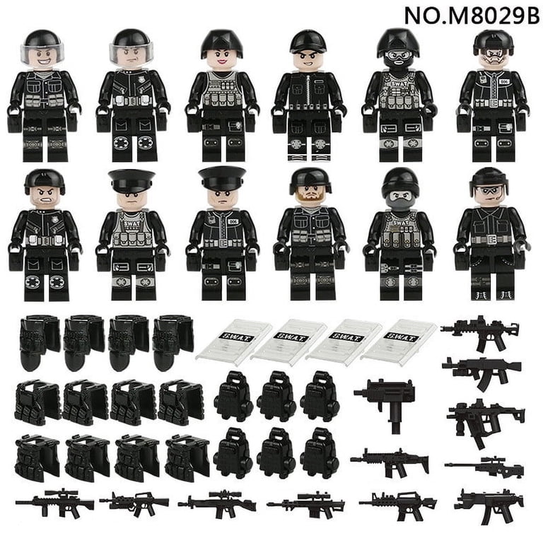 SWAT Team Special Forces 12 Custom Minifigures + Container Box