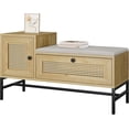 thumbnail image 1 of Eastvita Rattan Entryway Bench with Storage Drawer/Cabinet//Linen Seat Cushion for Hallway/Bedroom, 1 of 4