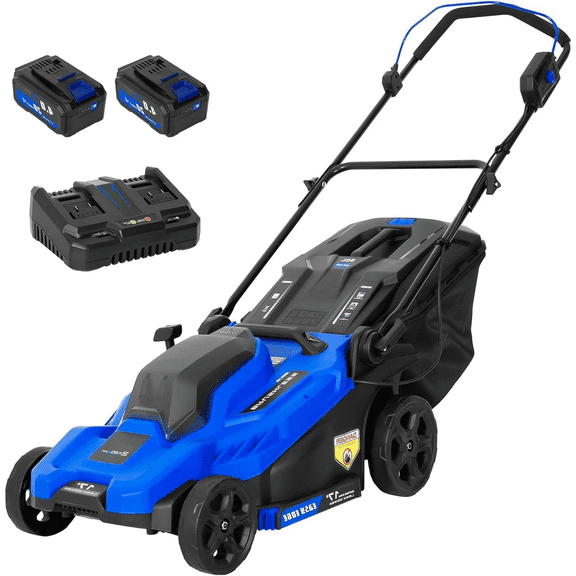 ANLIBATT 17 Inch Cordless Electric Lawn Mower 40V Walk Behind, Brushless Motor 6 Position Height Adjustment 2 x 4.0Ah Batteries and Dual Charger
