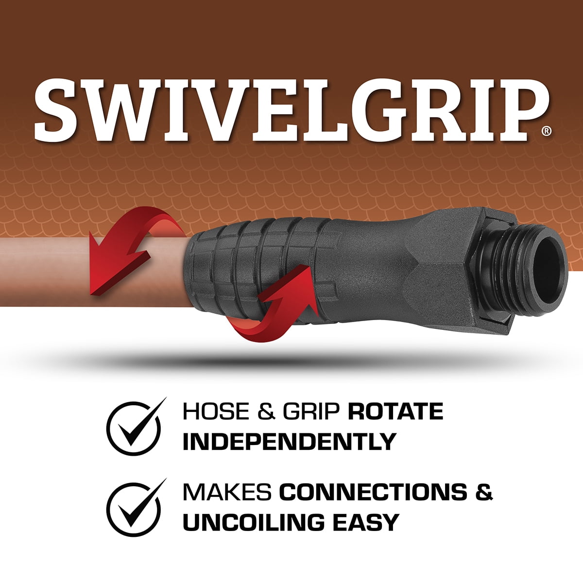 Colors™ from the makers Flexzilla, SwivelGrip® Garden Hose, 5/8" x 25', Red Clay