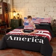 thumbnail image 3 of Manfei Classic US Flag Twin Bedding, 250th Anniversary of America Print Bedding Comforter Set, Red White Blue, Black Reversible 7 Pieces, 3 of 6