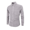 thumbnail image 2 of Aestivo Men's Button Down Collar Solid Shirt, Patch Pocket Casual Top, Slim Fit Long Sleeve Button-Down for Casual Work Officewear, Gray M, 2 of 4