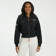thumbnail image 4 of Women's WEAR by Erin Andrews  Black Chicago Bears Tri-Blend Patch Pocket Cropped Full-Zip Bomber Hoodie Jacket, 4 of 5