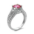 thumbnail image 3 of Dreamofdazzles Jewels 14K White Gold Plated 2.20 Ct Cushion Cut Pink Sapphire & Diamond Wedding Engagement Thanksgiving Christmas Halo Ring 925 Sterling Silver For Women's -9, 3 of 3