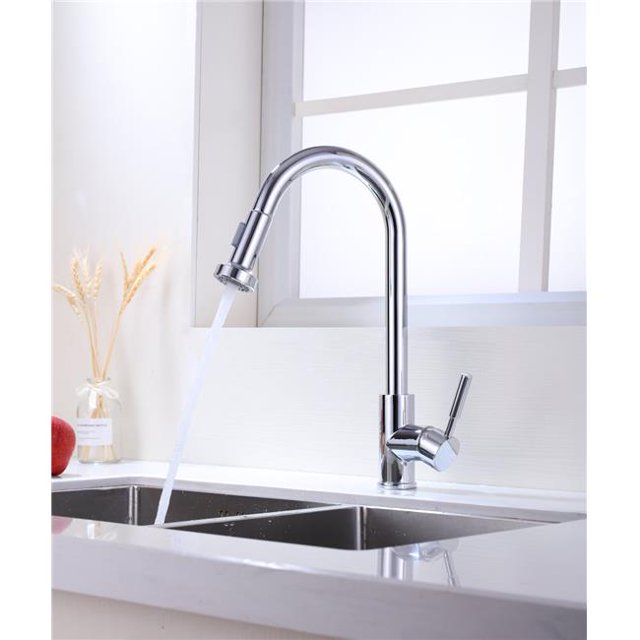 Vanity Art F80026 Pull Out Kitchen Faucet, Chrome - 16.7 x 8.9 x 2.2 in.