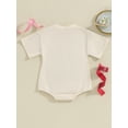thumbnail image 5 of FEORJGP Infant Baby Summer Jumpsuit Newborn Short Sleeve Romper Round Neck Jumpsuit Fuzzy Letter Embroidery Bodysuit for Toddler Boys Girls Loose Casual Clothes, 5 of 9