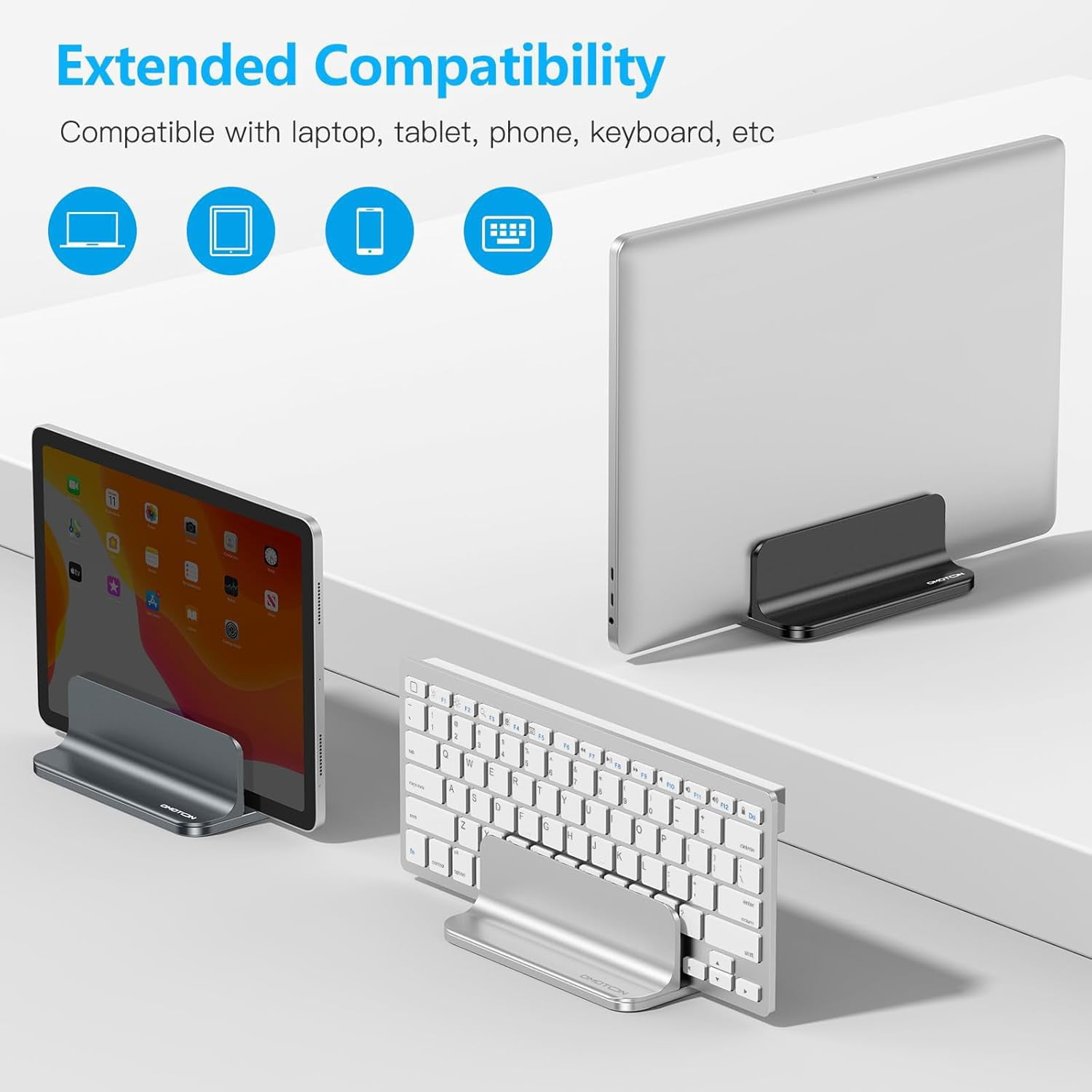 Vertical Laptop Stand Holder  Desktop Aluminum For Macbook With Adjustable Dock Size Fits All Surface Chromebook And Gaming Laptops (up To 17.3 Inches) Black