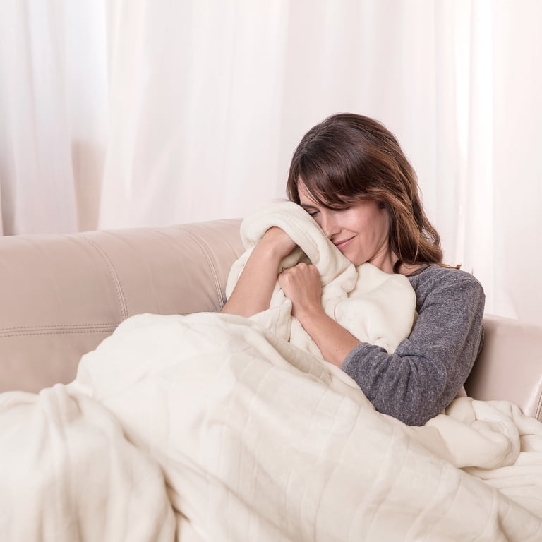 SensorPEDIC Electric Warming Blanket with SensorSafe u0026 Two Digital  Controllers - Queen Ivory - Walmart.com
