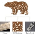 thumbnail image 3 of Creative Natural Wooden Wall Hanging Decoration Wall Art Ornament with Hook Hanger Bear Mountain Pattern 300x170x6mm, 3 of 7