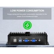 Kinupute Industrial Mini PC, Fanless Desktop Computer Core i7-5500U 2.4-3.0GHz, Windows 10 Pro, 8G RAM, 128G SSD, 2xNICs, 6xCOM RS232, 4xUSB 3.0, HDMI/VGA Ports, Auto Power On, Full Metal Case