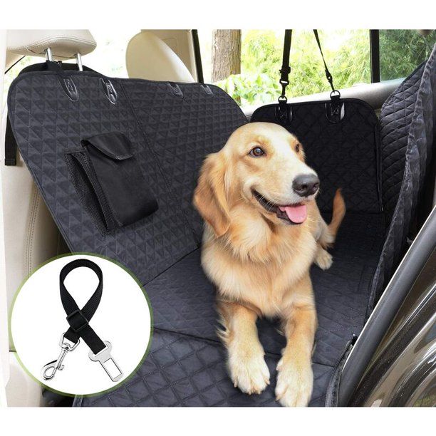 Dontodent Fundas universales para asientos de coche para perros, funda protectora para asiento trasero con bolsillo de almacenamiento, funda impermeable para banco para coche y SUV Tansport (146 x 136 cm, negro) Kuyhfg Sin marca