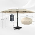 thumbnail image 2 of Autlaycil 15 ft Rectangle Patio Umbrella with Umbrella Base 48 LED lights for Market Patio Solar Umbrella (Khaki), 2 of 7