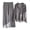 Grey, variant on Women Two Piece Shirt Set Button Down Long Sleeve Shirt Wide Leg Pants Set Casual Cotton Lounge Outfit Suit for Spring Summer