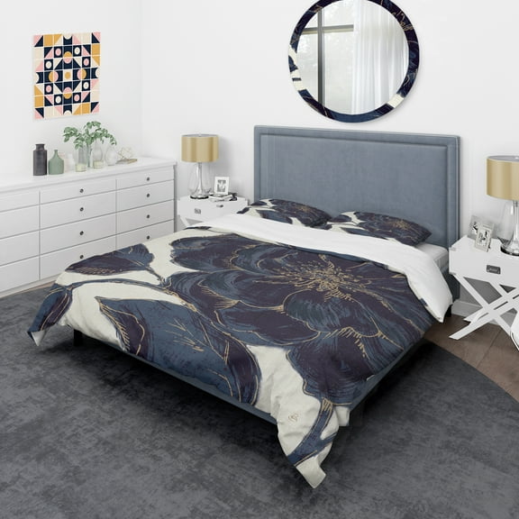 Designart 'Dark Rose Gilded Gold' Shabby Duvet Cover Set