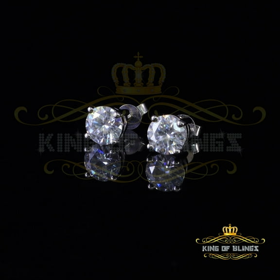10k Real White Gold with 3.50ct Round VVS 'D' Color Moissanite Stud Earrings