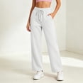 thumbnail image 4 of Diufon White Sweatpants for Women Baggy Drawstring High Waist Fleece-lined Pants Fall Winter Warm Pants with Pockets, 4 of 7