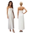 thumbnail image 2 of LMLYSoH Women Summer Long Bandeau Dress White Off Shoulder Strapless Slim Mesh Sequins Slit Tube Top Dress, 2 of 9