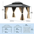 thumbnail image 2 of Dextrus 10' x 12' Hardtop Gazebo, Aluminum Frame and Galvanized Steel Double Roof, 2 of 5