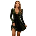 thumbnail image 1 of Vestido de terciopelo para mujer, elegante vestido de noche, vestido de cóctel de manga larga, vestido de invierno., 1 of 7