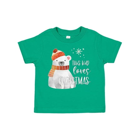 

Inktastic This Kid Loves Christmas Cute Polar Bear Gift Toddler Boy or Toddler Girl T-Shirt