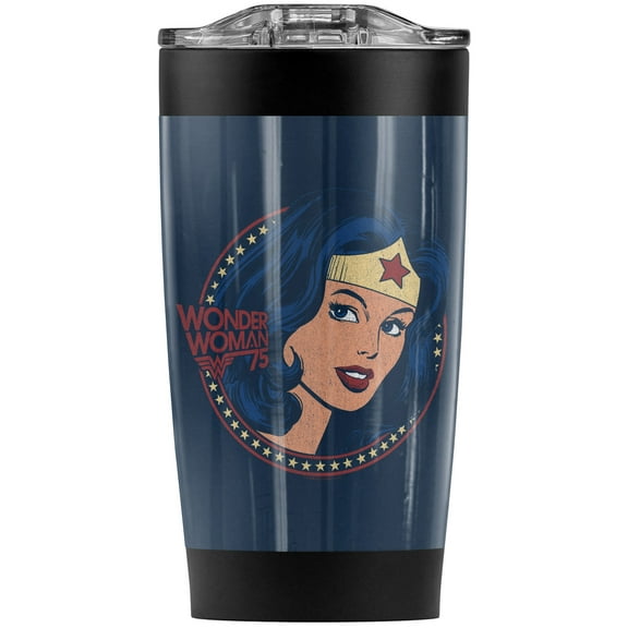 Wonder Woman 75 Starburst Portrait Stainless Steel Tumbler 20 oz Coffee Travel Mug/Cup, Vacuum Insulated & Double Wall with Leakproof Sliding Lid | Great for Hot Drinks and Cold Beverages
