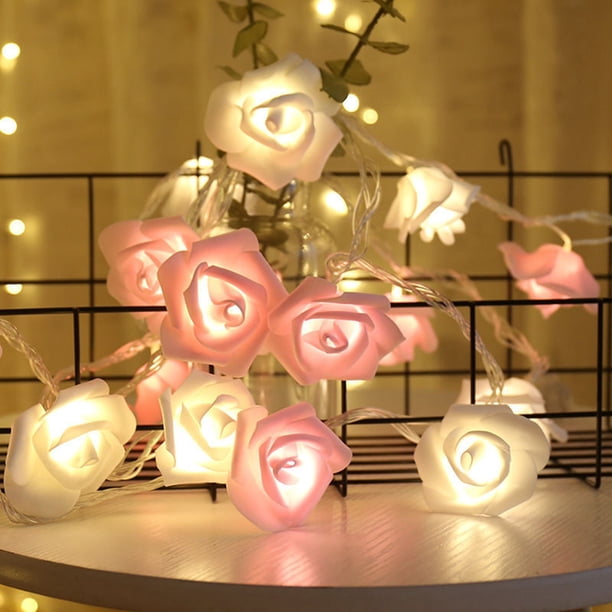 Guirnalda De Luces Led Guirnalda De Luces Para Decoración De Festivales LED String Light Imitación Rose String Light Boda String Light Festival Decoración LightPink And White ANGGREK AGX3193