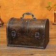 thumbnail image 4 of Wooden Treasure Chest, Pirate Treasure Chest Storage Box With A Front Lock, Unique Handmade Vintage Design, Suitable For Storage Box/gift Box (8.5 * 5, 4 of 5