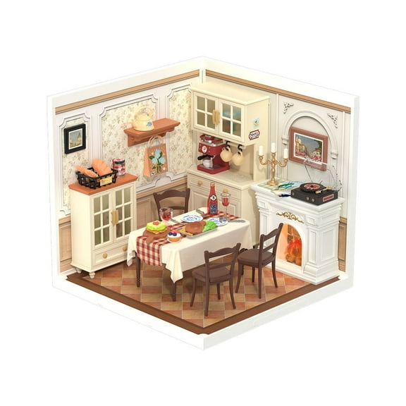 Rolife DIY Miniature Dollhouse Super Creator Warm Dining Room Plastic Building Set Toys Playset Gifts for Teens Adults