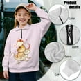 thumbnail image 6 of COEQINE Girls Quarter Zip Sweatshirt Pullover, Loose Fit Long Sleeve Fall Tops with Collar, Soft Polyester Fashion Top for Ages 5-6 Machine Washable, Lizard Pink, 6 of 7