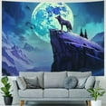 thumbnail image 4 of Fenyluxe Wild Animal Wolves Wolf Tapestry Wall Hanging, Wildlife Safari Decor Trippy Howling Wolf Blue Tapestries Mountains Purple Moon Black Forest Colorful Wall Art for Bedroom Dorm, 4 of 6