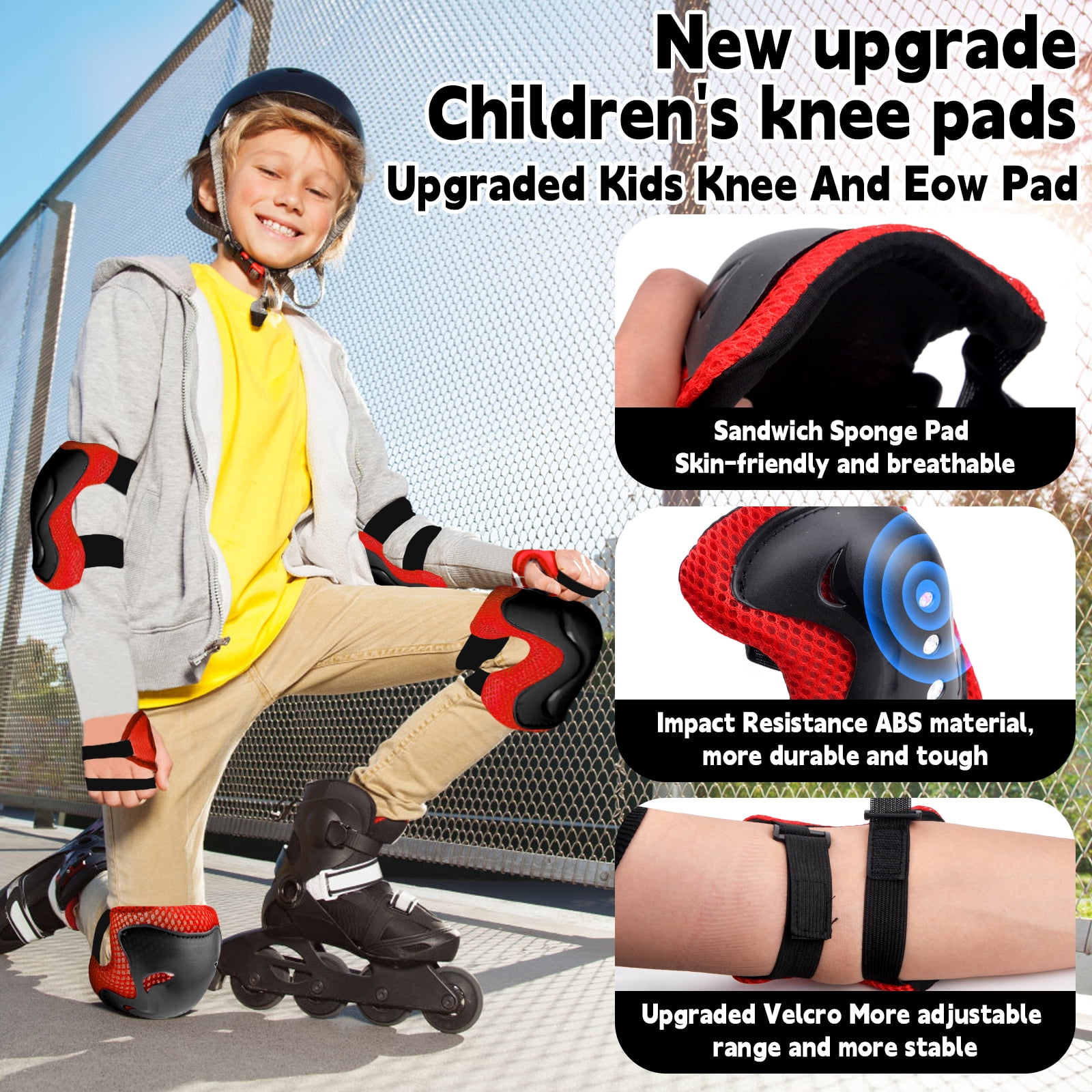 6 Pack Knee & Elbow Pads for Kids Youth Children Outdoor Activities  Guards Protective Gear Pad Set for Roller Skates Cycling BMX Bike Skateboard Inline Skating's Scooter Shaved Ice Riding Sports