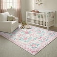 thumbnail image 3 of Lahome Washable 5'x7' Floral Bow Area Rug, Pink Rugs for Living Room, Soft Ultra-Thin Non-Slip Carpet for Girls Bedroom Nursery Dorm Kids Room Playroom, Pink, 3 of 8