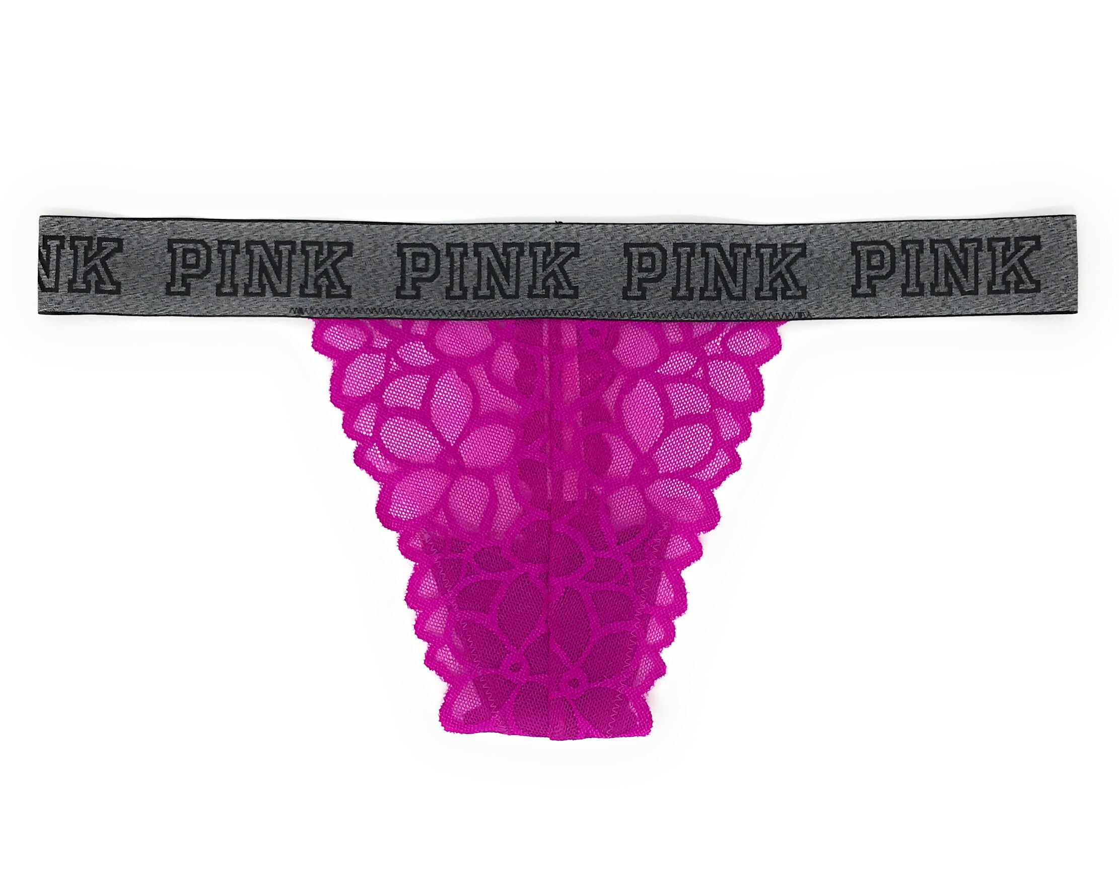Victoria's Secret PINK Logo Elastic Lace Thong Panty