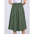thumbnail image 3 of DARING DIVA Women's Button Decor Elastic Waist A-Line Skirts with Pockets M Army Green, 3 of 5