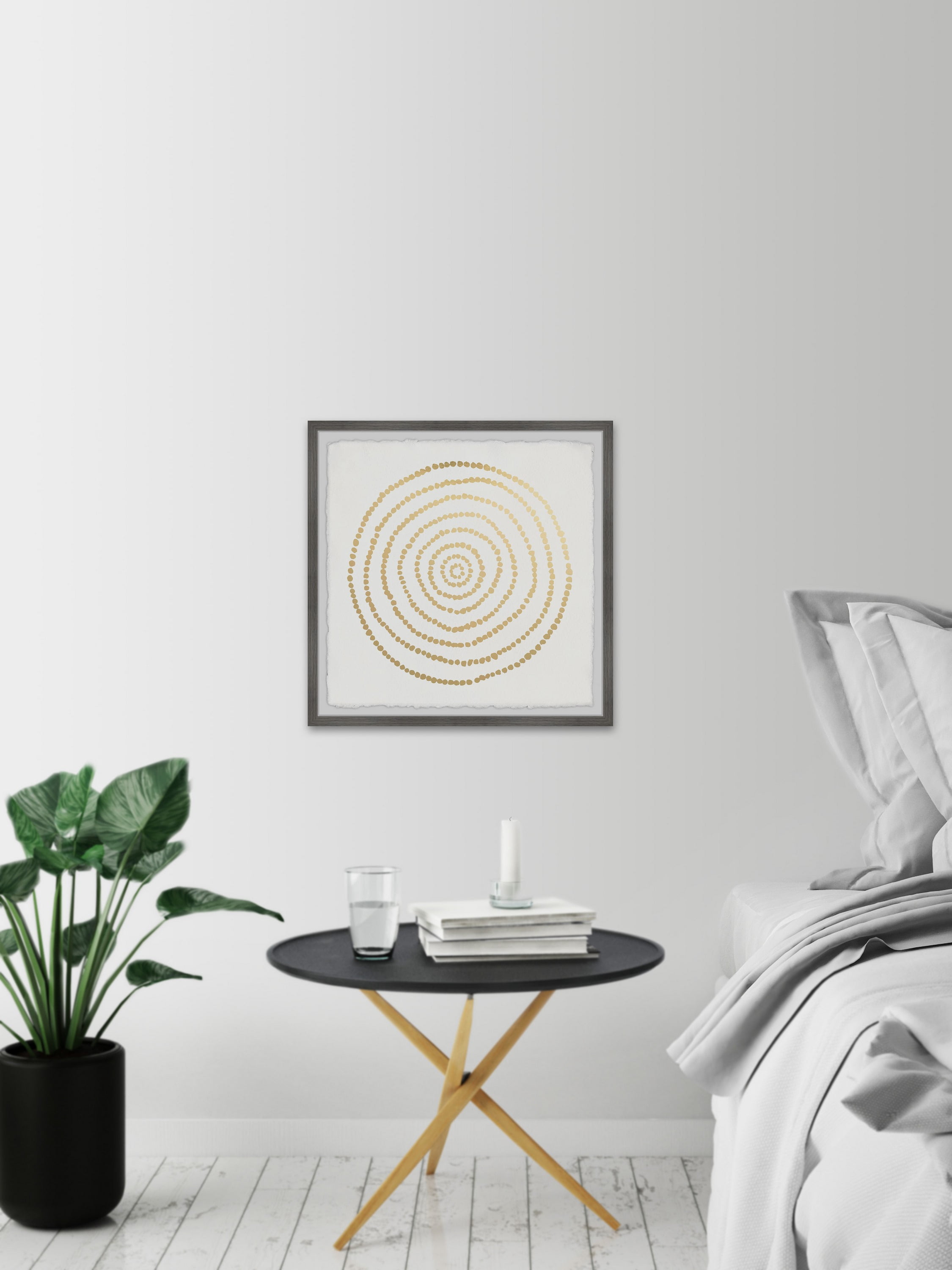 Marmont Hill Golden Dots Framed Wall Art, 24.00" x 1.50"