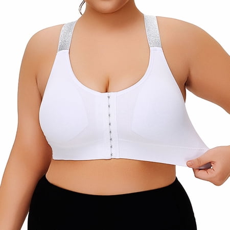 khonts,Women's Post Surgery Bras Front Closure Mastectomy Compression Bra Plus Size Support Wireless Bralettes White XXXXXXL