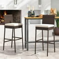 thumbnail image 2 of HAPPYGRILL Wicker Patio Barstools Set of 2, Outdoor Rattan Bar Chairs with Footrest & Backrest, Armless High Top Chairs with Seat Cushions for Backyard, Balcony, 2 of 7