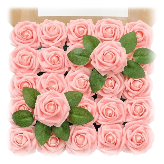 WANYNG 25PCS Flores Artificiales de Espuma Realistas con Tallos Flexibles para Ramos de Boda, Centros de Mesa, Manualidades, Baby Shower, Despedida de Soltera y Decoración de Fiesta – Rubor
