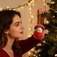 thumbnail image 4 of Christmas Knit-Ball Animals Series Acrylic Ornaments Cute Woodlands Friend With Fair-Isle Patterns, 4 of 6