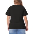 thumbnail image 3 of Camisetas de talla grande para mujeres Agnes Orinda, básicas, de cuello en V, de manga corta, 3X, negras, 3 of 6