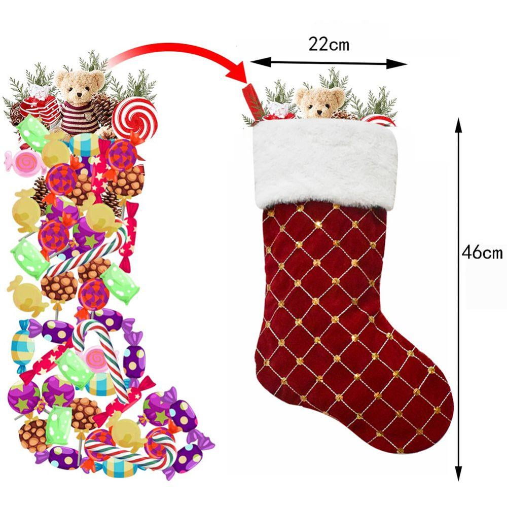 Classic Red and White Mercerized Velvet with Extra Thick Plush and Embroidery Sequins Stockings,for Family Holiday Xmas Party Decorations TCDONT 2 Pcs 18 Christmas Stocking