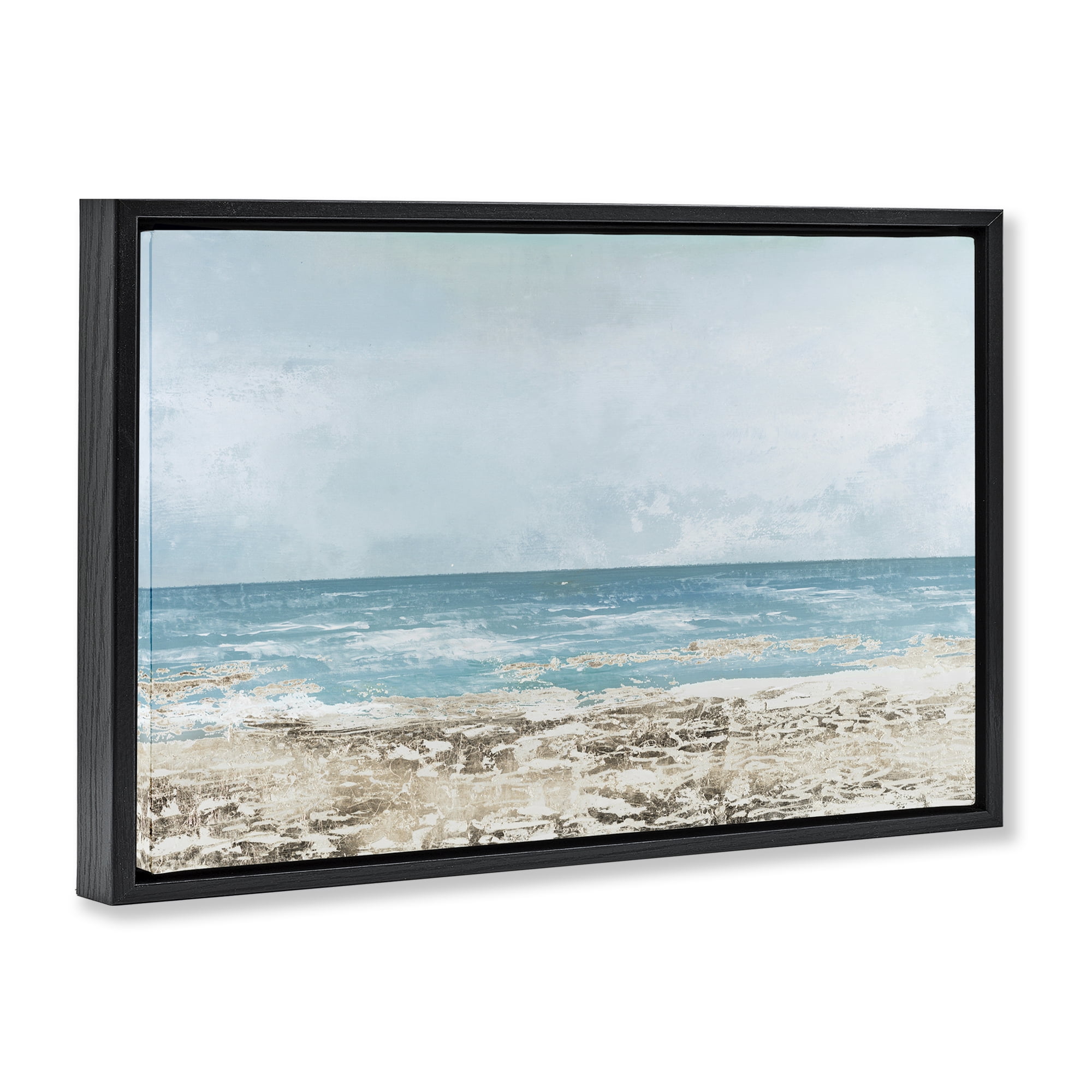 Stupell Industries Peaceful Mood Coastal Scene Black Framed Floater Canvas Wall Art, design by Lorenzo Collective