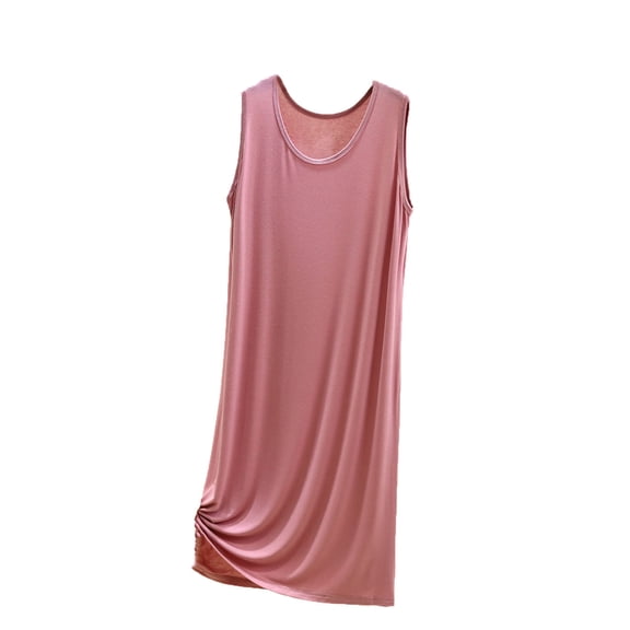 HongQid Women Nightgown Sleep Shirts Sleeveless Sleepwear Nightshirt Round Neck Women's Sleeveless Nightdress Modal Cotton